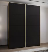 Armadio ad ante scorrevoli "Tampa", nero, 2 ante scorrevoli, 11 scomparti, 2 barre appendiabiti, 2 specchi, Sistema "Soft-Close", bordi in ABS, 245,5 x 190 x 64 cm