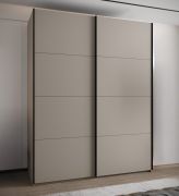 Armadio ad ante scorrevoli "Tampa", color cashmere, 2 ante scorrevoli, 11 scomparti, 2 barre appendiabiti, 2 specchi, Sistema "Soft-Close", bordi in ABS, 245,5 x 190 x 64 cm