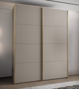 Armadio ad ante scorrevoli "Tampa", color cashmere, 2 ante scorrevoli, 11 scomparti, 2 barre appendiabiti, 2 specchi, Sistema "Soft-Close", bordi in ABS, 245,5 x 190 x 64 cm