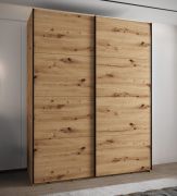 Armadio ad ante scorrevoli "Tampa", color rovere Artisan, 2 ante scorrevoli, 11 scomparti, 2 barre appendiabiti, 2 specchi, Sistema "Soft-Close", bordi in ABS, 245,5 x 200 x 64 cm