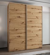 Armadio ad ante scorrevoli "Tampa", color rovere Artisan, 2 ante scorrevoli, 11 scomparti, 2 barre appendiabiti, 2 specchi, Sistema "Soft-Close", bordi in ABS, 245,5 x 200 x 64 cm