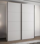 Armadio ad ante scorrevoli "Tampa", bianco, 2 ante scorrevoli, 11 scomparti, 2 barre appendiabiti, 2 specchi, Sistema "Soft-Close", bordi in ABS, 245,5 x 200 x 64 cm