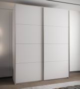 Armadio ad ante scorrevoli "Tampa", bianco, 2 ante scorrevoli, 11 scomparti, 2 barre appendiabiti, 2 specchi, Sistema "Soft-Close", bordi in ABS, 245,5 x 200 x 64 cm