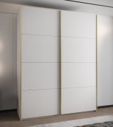 Armadio ad ante scorrevoli "Tampa", bianco, 2 ante scorrevoli, 11 scomparti, 2 barre appendiabiti, 2 specchi, Sistema "Soft-Close", bordi in ABS, 245,5 x 200 x 64 cm