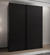 Armadio ad ante scorrevoli "Tampa", nero, 2 ante scorrevoli, 11 scomparti, 2 barre appendiabiti, 2 specchi, Sistema "Soft-Close", bordi in ABS, 245,5 x 200 x 64 cm