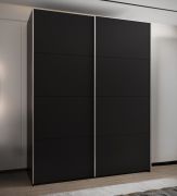 Armadio ad ante scorrevoli "Tampa", nero, 2 ante scorrevoli, 11 scomparti, 2 barre appendiabiti, 2 specchi, Sistema "Soft-Close", bordi in ABS, 245,5 x 200 x 64 cm
