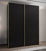 Armadio ad ante scorrevoli "Tampa", nero, 2 ante scorrevoli, 11 scomparti, 2 barre appendiabiti, 2 specchi, Sistema "Soft-Close", bordi in ABS, 245,5 x 200 x 64 cm
