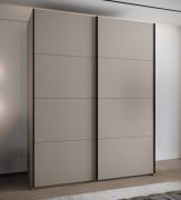 Armadio ad ante scorrevoli "Tampa", color cashmere, 2 ante scorrevoli, 11 scomparti, 2 barre appendiabiti, 2 specchi, Sistema "Soft-Close", bordi in ABS, 245,5 x 200 x 64 cm