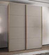 Armadio ad ante scorrevoli "Tampa", color cashmere, 2 ante scorrevoli, 11 scomparti, 2 barre appendiabiti, 2 specchi, Sistema "Soft-Close", bordi in ABS, 245,5 x 200 x 64 cm
