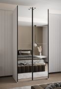 Armadio ad ante scorrevoli "Tampa", bianco, 2 ante scorrevoli, 6 scomparti, 2 barre appendiabiti, 2 specchi, Sistema "Soft-Close", bordi in ABS, 245,5 x 100 x 64 cm