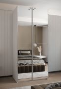 Armadio ad ante scorrevoli "Tampa", bianco, 2 ante scorrevoli, 6 scomparti, 2 barre appendiabiti, 2 specchi, Sistema "Soft-Close", bordi in ABS, 245,5 x 100 x 64 cm