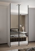 Armadio ad ante scorrevoli "Tampa", bianco, 2 ante scorrevoli, 6 scomparti, 2 barre appendiabiti, 2 specchi, Sistema "Soft-Close", bordi in ABS, 245,5 x 110 x 64 cm