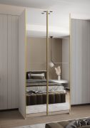 Armadio ad ante scorrevoli "Tampa", bianco, 2 ante scorrevoli, 6 scomparti, 2 barre appendiabiti, 2 specchi, Sistema "Soft-Close", bordi in ABS, 245,5 x 110 x 64 cm
