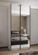 Armadio ad ante scorrevoli "Tampa", bianco, 2 ante scorrevoli, 6 scomparti, 2 barre appendiabiti, 2 specchi, Sistema "Soft-Close", bordi in ABS, 245,5 x 120 x 64 cm