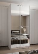 Armadio ad ante scorrevoli "Tampa", bianco, 2 ante scorrevoli, 6 scomparti, 2 barre appendiabiti, 2 specchi, Sistema "Soft-Close", bordi in ABS, 245,5 x 120 x 64 cm