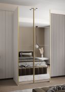 Armadio ad ante scorrevoli "Tampa", bianco, 2 ante scorrevoli, 6 scomparti, 2 barre appendiabiti, 2 specchi, Sistema "Soft-Close", bordi in ABS, 245,5 x 120 x 64 cm