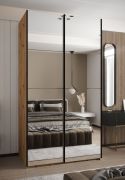 Armadio ad ante scorrevoli "Tampa", color cashmere, 2 ante scorrevoli, 6 scomparti, 2 barre appendiabiti, 2 specchi, Sistema "Soft-Close", bordi in ABS, 245,5 x 120 x 64 cm