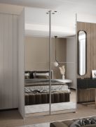 Armadio ad ante scorrevoli "Tampa", bianco, 2 ante scorrevoli, 6 scomparti, 2 barre appendiabiti, 2 specchi, Sistema "Soft-Close", 245,5 x 140 x 64 cm