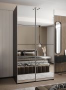 Armadio ad ante scorrevoli "Tampa", nero, 2 ante scorrevoli, 6 scomparti, 2 barre appendiabiti, 2 specchi, Sistema "Soft-Close", 245,5 x 140 x 64 cm