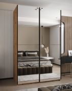 Armadio ad ante scorrevoli "Tampa", color rovere Artisan, 2 ante scorrevoli, 6 scomparti, 2 barre appendiabiti, 2 specchi, Sistema "Soft-Close", 245,5 x 150 x 64 cm