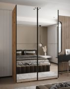 Armadio ad ante scorrevoli "Tampa", color rovere Artisan, 2 ante scorrevoli, 11 scomparti, 2 barre appendiabiti, 2 specchi, Sistema "Soft-Close", 245,5 x 160 x 64 cm