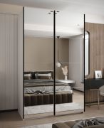 Armadio ad ante scorrevoli "Tampa", bianco, 2 ante scorrevoli, 11 scomparti, 2 barre appendiabiti, 2 specchi, Sistema "Soft-Close", 245,5 x 160 x 64 cm