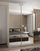 Armadio ad ante scorrevoli "Tampa", bianco, 2 ante scorrevoli, 11 scomparti, 2 barre appendiabiti, 2 specchi, Sistema "Soft-Close", 245,5 x 160 x 64 cm