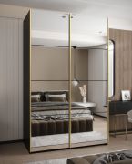 Armadio ad ante scorrevoli "Tampa", nero, 2 ante scorrevoli, 11 scomparti, 2 barre appendiabiti, 2 specchi, Sistema "Soft-Close", 245,5 x 160 x 64 cm