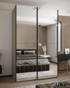 Armadio ad ante scorrevoli "Tampa", color cashmere, 2 ante scorrevoli, 11 scomparti, 2 barre appendiabiti, 2 specchi, Sistema "Soft-Close", 245,5 x 160 x 64 cm