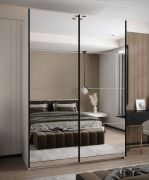Armadio ad ante scorrevoli "Tampa", bianco, 2 ante scorrevoli, 11 scomparti, 2 barre appendiabiti, 2 specchi, Sistema "Soft-Close", 245,5 x 170 x 64 cm