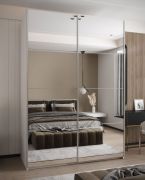 Armadio ad ante scorrevoli "Tampa", bianco, 2 ante scorrevoli, 11 scomparti, 2 barre appendiabiti, 2 specchi, Sistema "Soft-Close", 245,5 x 170 x 64 cm