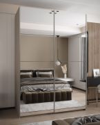 Armadio ad ante scorrevoli "Tampa", color cashmere, 2 ante scorrevoli, 11 scomparti, 2 barre appendiabiti, 2 specchi, Sistema "Soft-Close", 245,5 x 170 x 64 cm