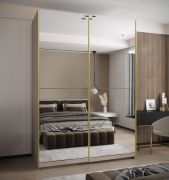 Armadio ad ante scorrevoli "Tampa", color cashmere, 2 ante scorrevoli, 11 scomparti, 2 barre appendiabiti, 2 specchi, Sistema "Soft-Close", 245,5 x 170 x 64 cm