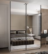 Armadio ad ante scorrevoli "Tampa", bianco, 2 ante scorrevoli, 11 scomparti, 2 barre appendiabiti, 2 specchi, Sistema "Soft-Close", 245,5 x 180 x 64 cm