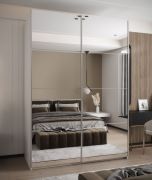 Armadio ad ante scorrevoli "Tampa", bianco, 2 ante scorrevoli, 11 scomparti, 2 barre appendiabiti, 2 specchi, Sistema "Soft-Close", 245,5 x 180 x 64 cm