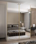 Armadio ad ante scorrevoli "Tampa", bianco, 2 ante scorrevoli, 11 scomparti, 2 barre appendiabiti, 2 specchi, Sistema "Soft-Close", 245,5 x 180 x 64 cm