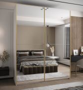 Armadio ad ante scorrevoli "Tampa", bianco, 2 ante scorrevoli, 11 scomparti, 2 barre appendiabiti, 1 specchio, Sistema "Soft-Close", 245,5 x 200 x 64 cm