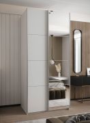 Armadio ad ante scorrevoli "Tampa", bianco, 2 ante scorrevoli, 6 scomparti, 2 barre appendiabiti, 1 specchio, Sistema "Soft-Close", 245,5 x 100 x 64 cm