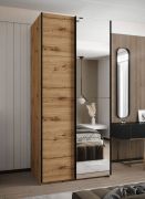 Armadio ad ante scorrevoli "Tampa", color rovere Artisan, 2 ante scorrevoli, 6 scomparti, 2 barre appendiabiti, 1 specchio, Sistema "Soft-Close", 245,5 x 110 x 64 cm