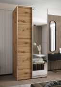 Armadio ad ante scorrevoli "Tampa", color rovere Artisan, 2 ante scorrevoli, 6 scomparti, 2 barre appendiabiti, 1 specchio, Sistema "Soft-Close", 245,5 x 110 x 64 cm