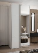 Armadio ad ante scorrevoli "Tampa", bianco, 2 ante scorrevoli, 6 scomparti, 2 barre appendiabiti, 1 specchio, Sistema "Soft-Close", 245,5 x 110 x 64 cm