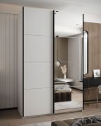 Armadio ad ante scorrevoli "Tampa", bianco, 2 ante scorrevoli, 6 scomparti, 2 barre appendiabiti, 1 specchio, Sistema "Soft-Close", 245,5 x 150 x 64 cm