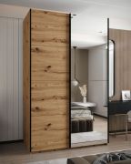 Armadio ad ante scorrevoli "Tampa", color rovere Artisan, 2 ante scorrevoli, 11 scomparti, 2 barre appendiabiti, 1 specchio, Sistema "Soft-Close", 245,5 x 160 x 64 cm