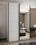 Armadio ad ante scorrevoli "Tampa", bianco, 2 ante scorrevoli, 11 scomparti, 2 barre appendiabiti, 1 specchio, Sistema "Soft-Close", 245,5 x 160 x 64 cm