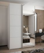 Armadio ad ante scorrevoli "Tampa", bianco, 2 ante scorrevoli, 11 scomparti, 2 barre appendiabiti, 1 specchio, Sistema "Soft-Close", 245,5 x 160 x 64 cm