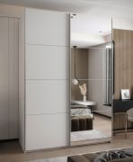 Armadio ad ante scorrevoli "Tampa", bianco, 2 ante scorrevoli, 11 scomparti, 2 barre appendiabiti, 1 specchio, Sistema "Soft-Close", 245,5 x 170 x 64 cm