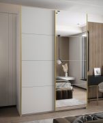 Armadio ad ante scorrevoli "Tampa", bianco, 2 ante scorrevoli, 11 scomparti, 2 barre appendiabiti, 1 specchio, Sistema "Soft-Close", 245,5 x 170 x 64 cm