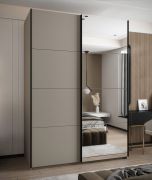 Armadio ad ante scorrevoli "Tampa", color cashmere, 2 ante scorrevoli, 11 scomparti, 2 barre appendiabiti, 1 specchio, Sistema "Soft-Close", 245,5 x 170 x 64 cm