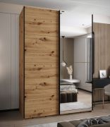 Armadio ad ante scorrevoli "Tampa", color rovere Artisan, 2 ante scorrevoli, 11 scomparti, 2 barre appendiabiti, 1 specchio, Sistema "Soft-Close", 245,5 x 180 x 64 cm