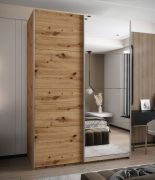 Armadio ad ante scorrevoli "Tampa", color rovere Artisan, 2 ante scorrevoli, 11 scomparti, 2 barre appendiabiti, 1 specchio, Sistema "Soft-Close", 245,5 x 180 x 64 cm